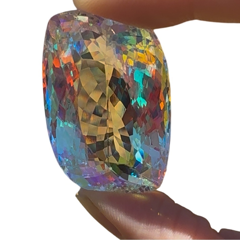 Multicolor Faceted Lab Created Mystic Topaz Gemstone!